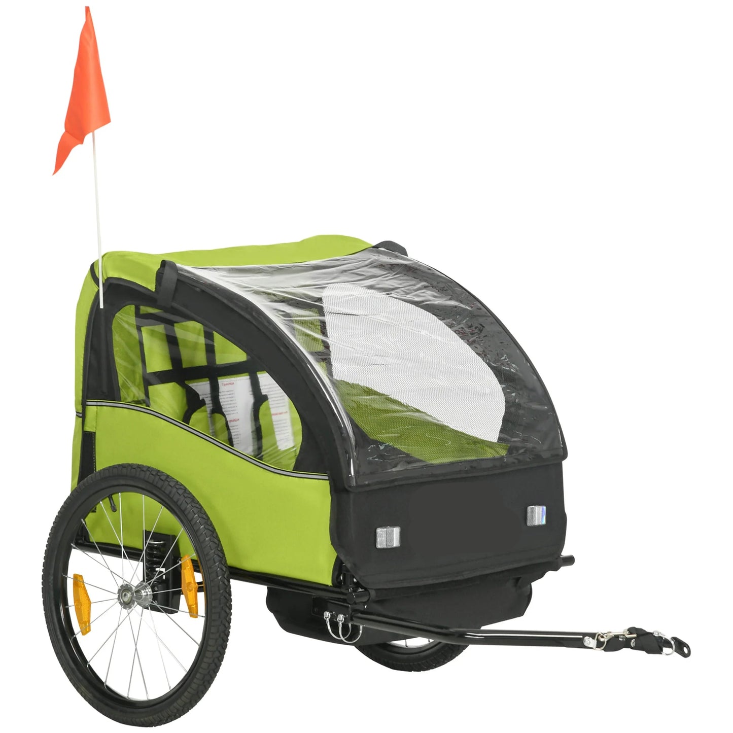 Fietskar voor Kinderen - Fietstrailer - Kinderfietskar - Fietsaanhanger - 2-Zits – 140x88x90 cm – Geschikt voor 18+ Maanden – Veilig & Comfortabel - Kids trailer voor twee personen - Groen - QUORE