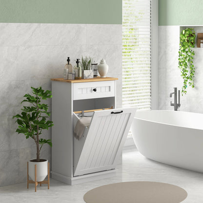 Badkamermeubel – Badkamerkast – Wasmand Meubel – Opbergmeubel – 54,5 Liter Wasmand – Gelakt MDF – Antislipvoetjes - QUORE