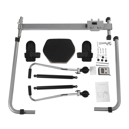 Hydraulische Roeimachine – Roeitrainer – Fitnessapparaat – Indoor Rower – Full Motion Roeimachine – Zwart – Verstelbare Weerstand 15-55kg – Stil en Compact Met LCD-Display