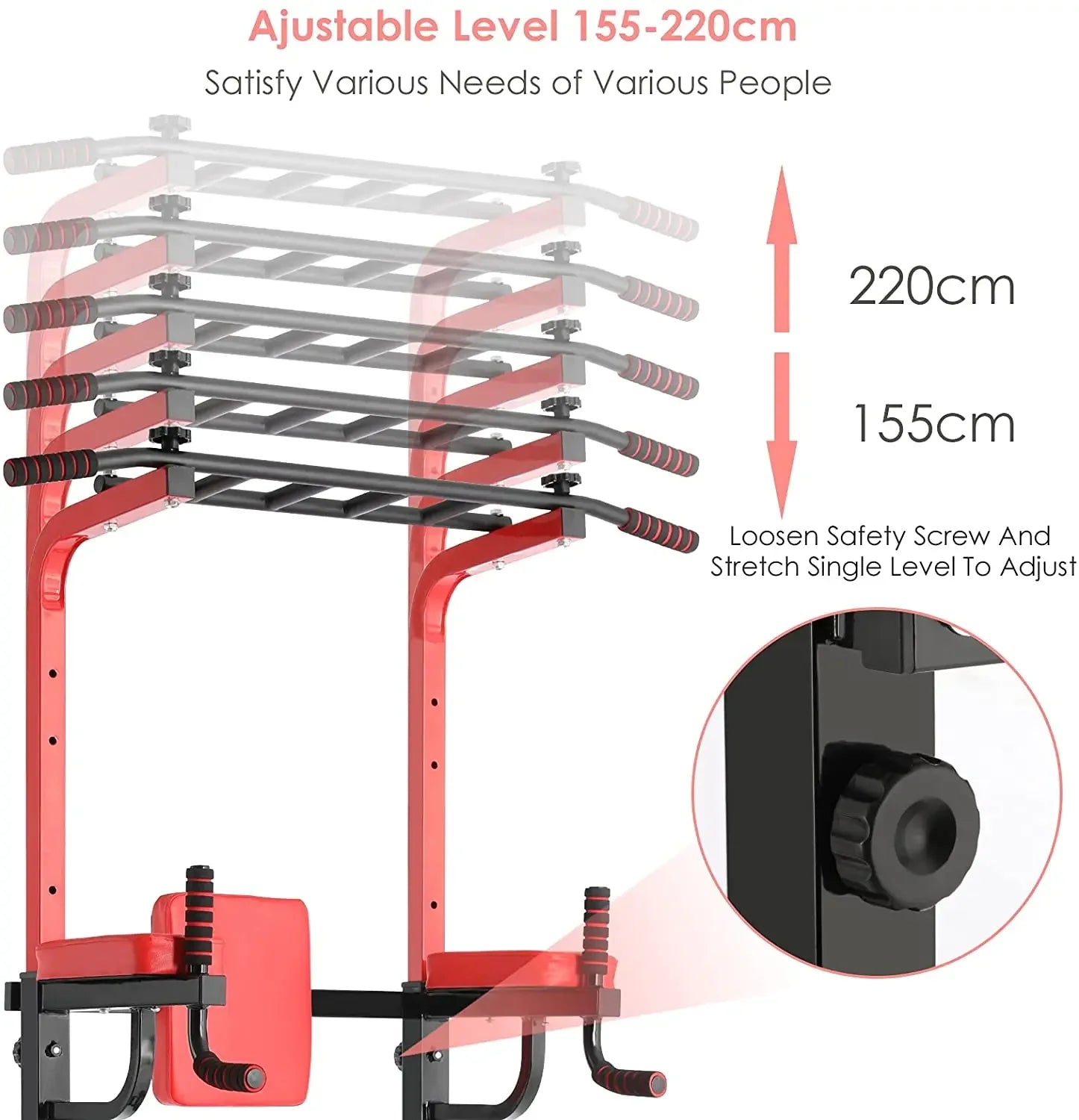 Power Tower Pull Up Bar Strength Bodybuilding Standing 200kg Workout Equipments Ultra-functional Dip Station Home Fitness - QUORE