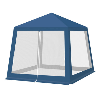 Tuinpaviljoen - Partytent - Tent - Easy up Partytent - 3x3m - met Muskietennet en Gaaswanden - Partytenten - Waterafstotende Tent voor Terras, Patio en Tuin - Eenvoudige Montage - Pergola - Paviljoen - Blauw
