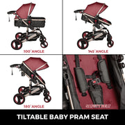 Kinderwagen - Wandelwagen - Buggy - Wandelwagen 3 in 1 - Wandelwagens - Luxe - Draagbaar - Voor Pasgeboren Baby Bassinet Kinderwagen - Goud