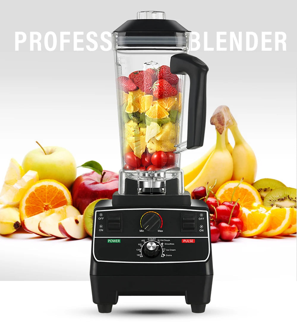 Blender – Blender Smoothie - Smoothie Maker - Blender to go - Foodprocessor - Keukenmachine - Professionele Blender met Smart Timer – 2200W – voor Smoothies, ijsblokjes, soepen & sappen - 2-liter BPA-vrije kan + Extra 2L Kan - QUORE