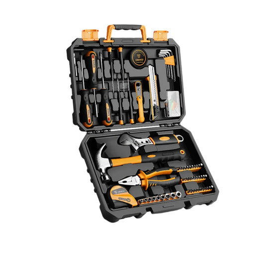 Deko - Gereedschapskoffer - Basisgereedschapset - 100-delig - Gereedschap - Gereedschapsset - Gemengde gereedschapsset - Voor auto Home Depot en kist - DIY algemene huishoudelijke handgereedschapsset - Geel