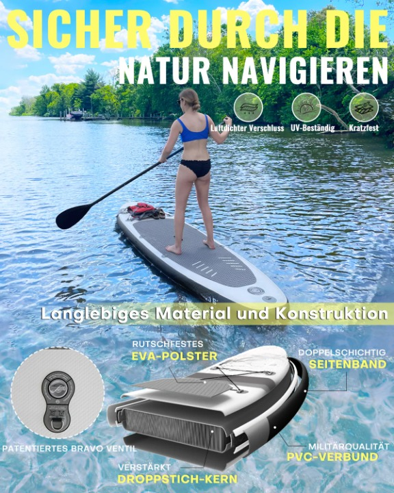 Opblaasbare Paddle Board – SUP Board – Stand Up Paddle – Inflatable Board – Lichtgewicht – Snel Op Te Pompen – Houtnerfdesign