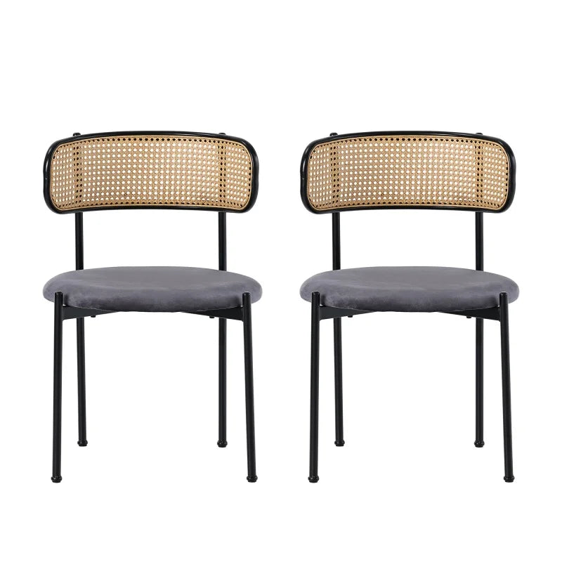 Velvet stoel – Eetkamerstoel – Kuipstoel – Lounge stoel – Woonkamerstoel – Set van 2 – Zachte velvet bekleding – Stevige metalen poten