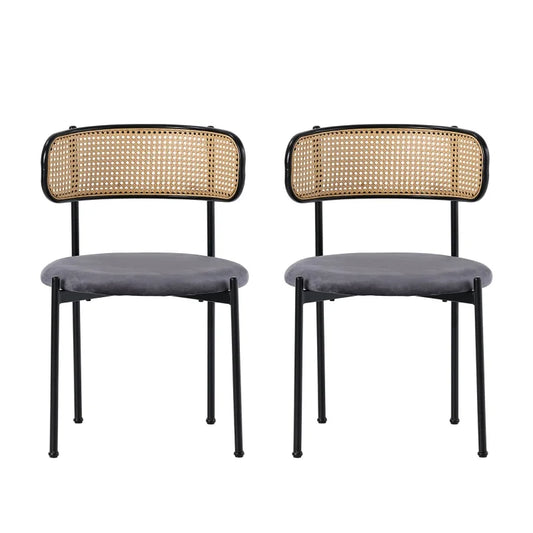 Velvet stoel – Eetkamerstoel – Kuipstoel – Lounge stoel – Woonkamerstoel – Set van 2 – Zachte velvet bekleding – Stevige metalen poten