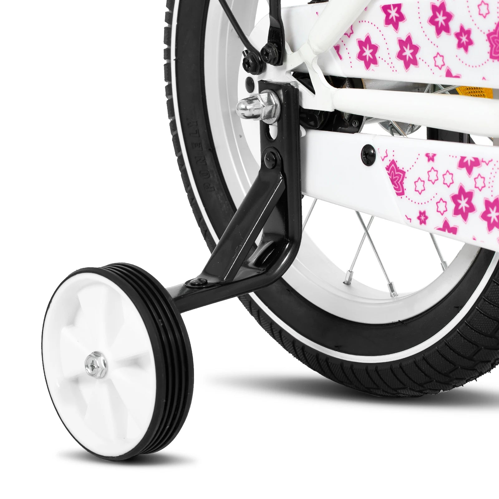 Kinderfiets - Loopfiets - Kleuterfiets - met Zijwielen - Inclusief Bel & Achterrek - Leuke Fiets - voor Meisjes en Jongens - van 2-7 Jaar - 16inch - Metaal - Roze - QUORE