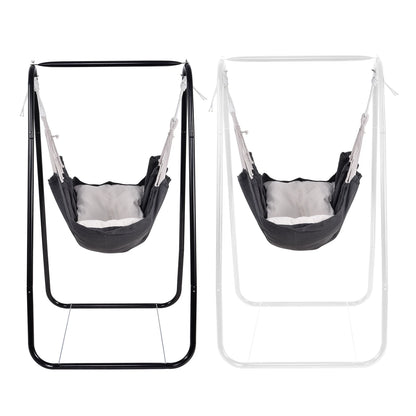 Hangstoel – Hangstoel Met Standaard – Schommelstoel – Relaxstoel – Binnen En Buiten – Poedergecoat Stalen Frame – Hoogteverstelbare Touwen