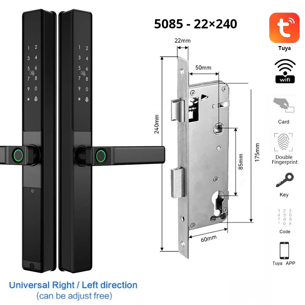 Vingerafdrukslot – Slimme Deurslot – Elektronisch Slot – Smart Lock – Deurklink Slot – Wifi Connectiviteit – IP67 Waterdicht – Aluminium Materiaal