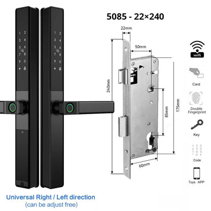 Vingerafdrukslot – Slim Deurslot – Elektronisch Slot – Smart Lock – Biometrisch Slot – Wifi Verbinding – Waterdicht Aluminium - 5085 - 22x240