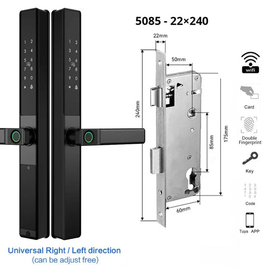 Vingerafdrukslot – Slim Deurslot – Elektronisch Slot – Smart Lock – Biometrisch Slot – Wifi Verbinding – Waterdicht Aluminium - 5085 - 22x240