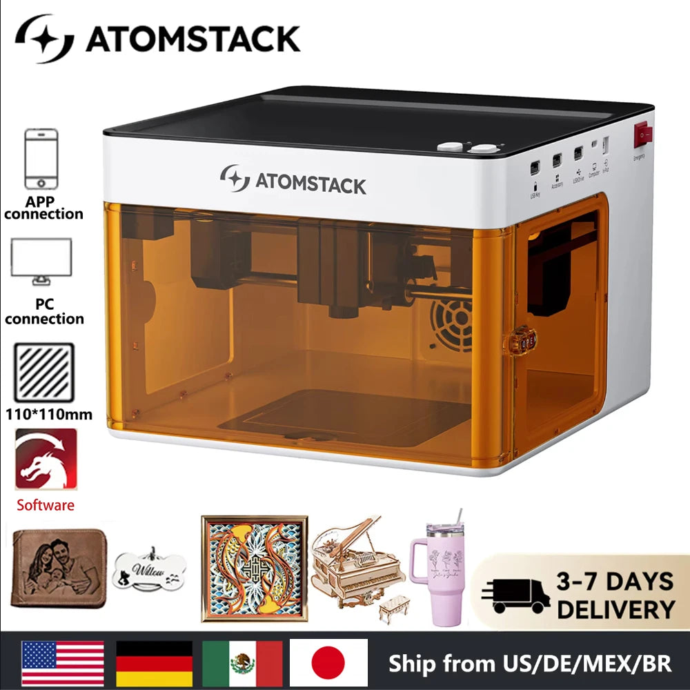 Atomstack 5W Mini Laser Engraver Portable Small Laser Engraving Cutting tool Machine DIY for Logo Wood leather Acrylc Beginner - QUORE