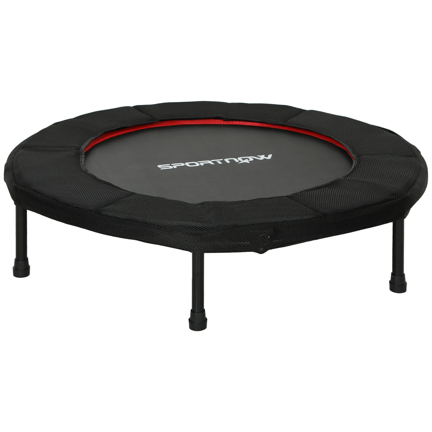 Fitness - Trampoline - Vouwbaar - Steel - Frame - Oefeningen-Buik - Cardio - Training - Ø-102-cm - Veiligheidsmat - Max-100-kg - Rood - QUORE