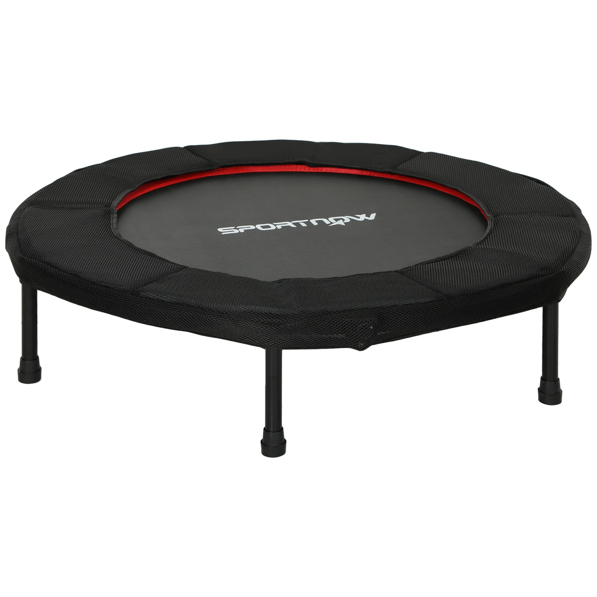Fitness - Trampoline - Vouwbaar - Steel - Frame - Oefeningen-Buik - Cardio - Training - Ø-102-cm - Veiligheidsmat - Max-100-kg - Rood - QUORE