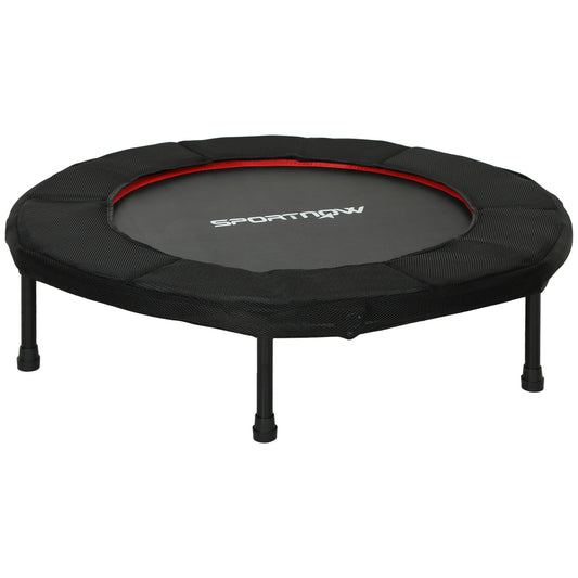 Fitness - Trampoline - Vouwbaar - Steel - Frame - Oefeningen-Buik - Cardio - Training - Ø-102-cm - Veiligheidsmat - Max-100-kg - Rood - QUORE