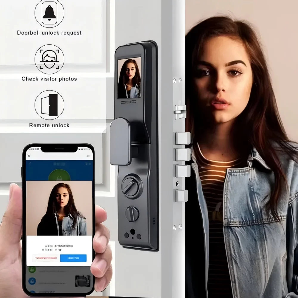 Smart deurslot – Slim deurslot – Elektronisch deurslot – Smart lock – Slim slot – Gezichtsherkenning – Oplaadbare 4200mAh batterij - Geen Insteek