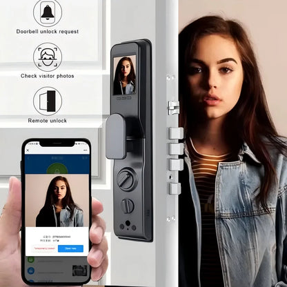 Slimme Deurslot – Elektronisch Slot – Digitale Deurslot – Veiligheidsslot – Gezichtsherkenning – Wifi HD Videodeurbel - Gezichtsherkenning - 24x240
