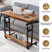 Desk - Desk for Adults - Desk for Computer - Computer Desk - Computer Table - Laptop Table - Computer Desk with Wheels - Height Adjustable - PC Table - Chocolate