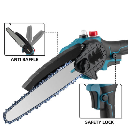 Kettingzaag - Snoeizaag - Takkenzaag - Handzaag - Draadloze - Elektrische - 1500W - 8 Inch Zaagblad - Brushless Motor - Handzaam Ontwerp – Inclusief 1x 18V Accu en EU Stekker