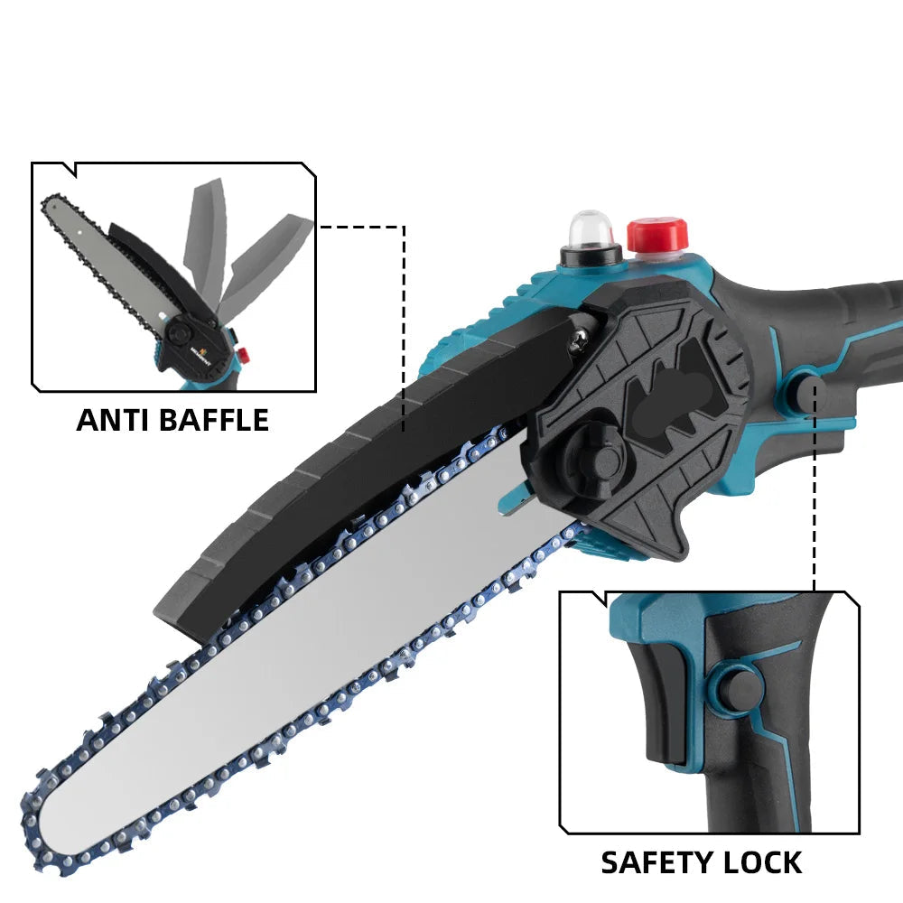 Kettingzaag - Snoeizaag - Takkenzaag - Handzaag - Draadloze - Elektrische - 1500W - 8 Inch Zaagblad - Brushless Motor - Handzaam Ontwerp – Inclusief 2x 18V Accu en EU Stekker
