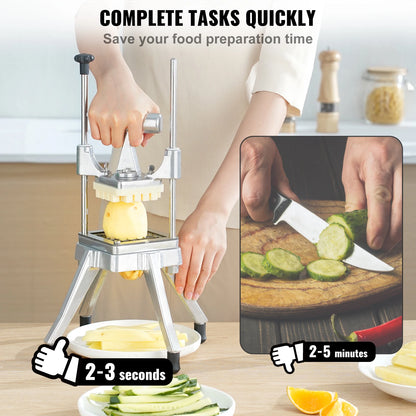 Groente- en fruitsnijder roestvrij staal - Snijmachine - Groentesnijder - Fruitsnijder - Mandoline - Hakmolen -  Groentesnijder Multifunctioneel - RVS Dicer – 3/8 & 1/4 Inch Snijbladen voor Keuken, Restaurant en Catering
