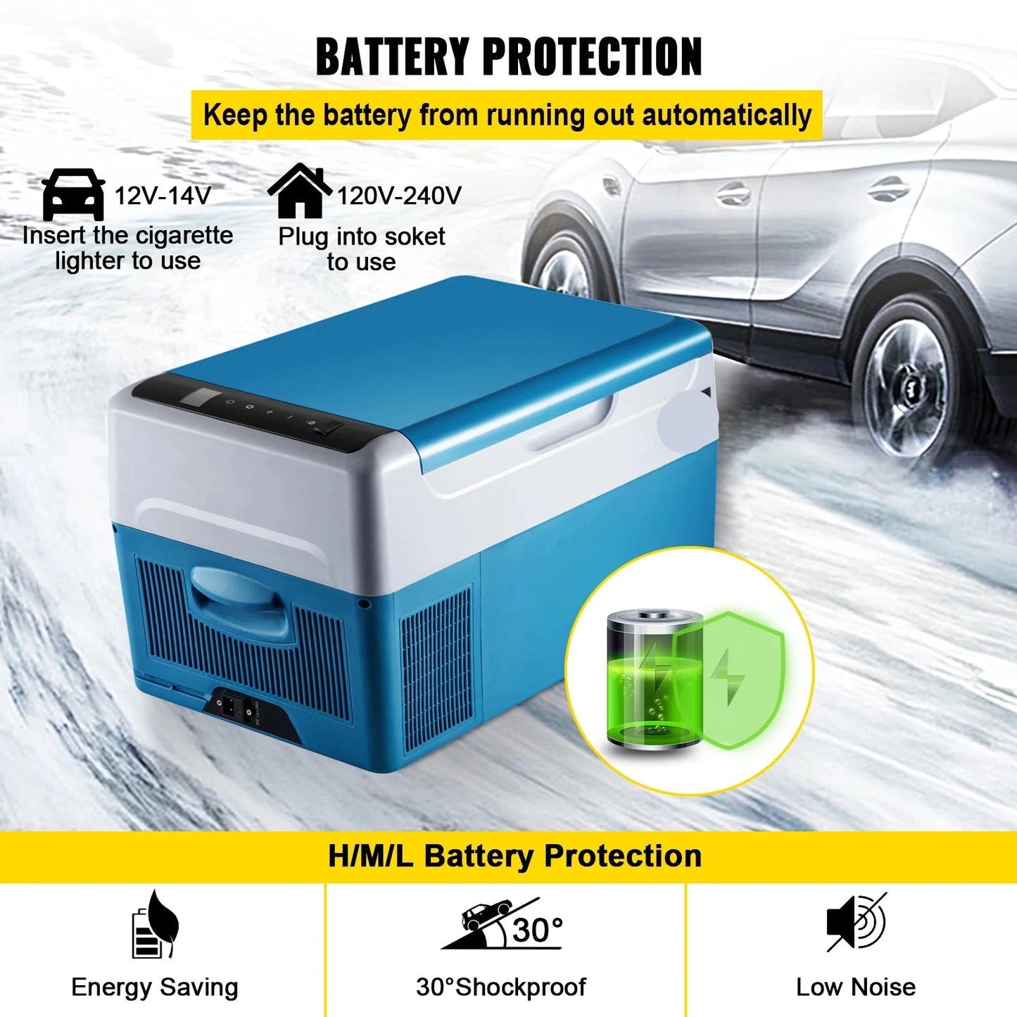 Draagbare Koelbox – Mobiele Koelkast – Auto Koelbox – Camping Koelbox – 22 Liter Inhoud – Compressor Koeling – 12/24V Aansluiting