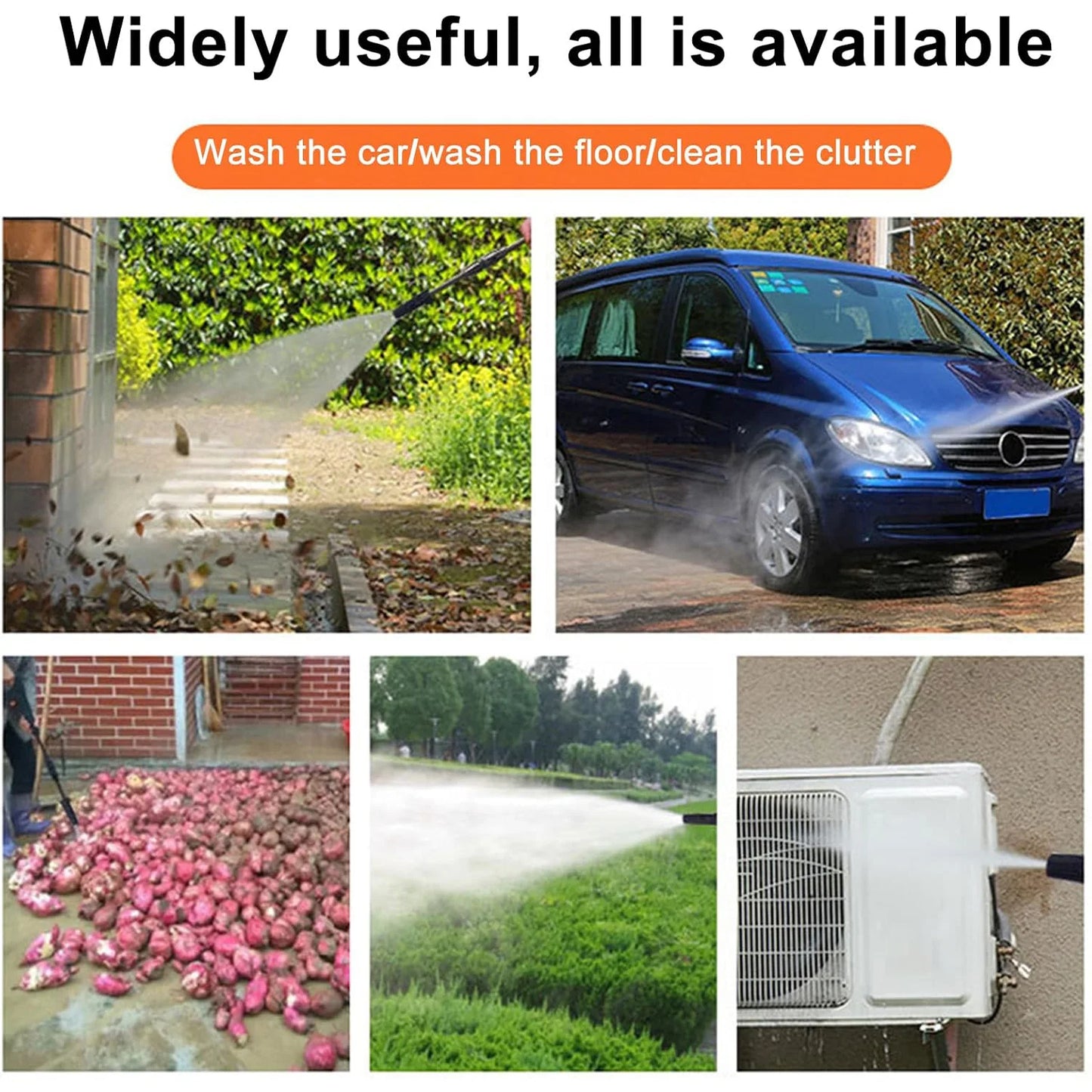 Hogedrukreiniger – Elektrische Spuit – Waterkracht Spuit – Terrasreiniger – Tuinspuit – 220V – 1600W Motor – 110 Bar Druk met 3 Meter Slang