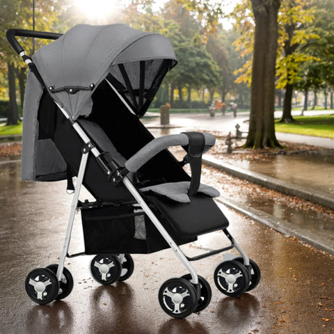 kinderwagen - 3 in 1 Draagbare Kinderwagen - Jogging buggy - Runner - Lichtgewicht kinderwagen - Baby kinderwagen - Kinderwagen - Baby Trolley - Reiswagen voor pasgeboren baby's - Lichtgrijs