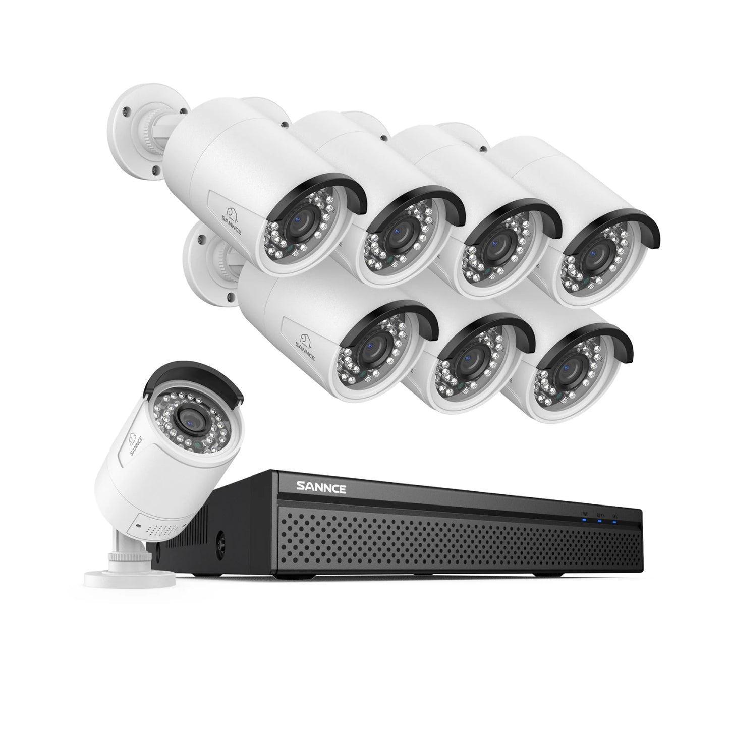 SANNCE 8CH 8MP POE NVR Kit CCTV Security System 8MP/5MP/3MP IR IP66 Outdoor IP Camera Plug&Play 8Pcs Video Surveillance System