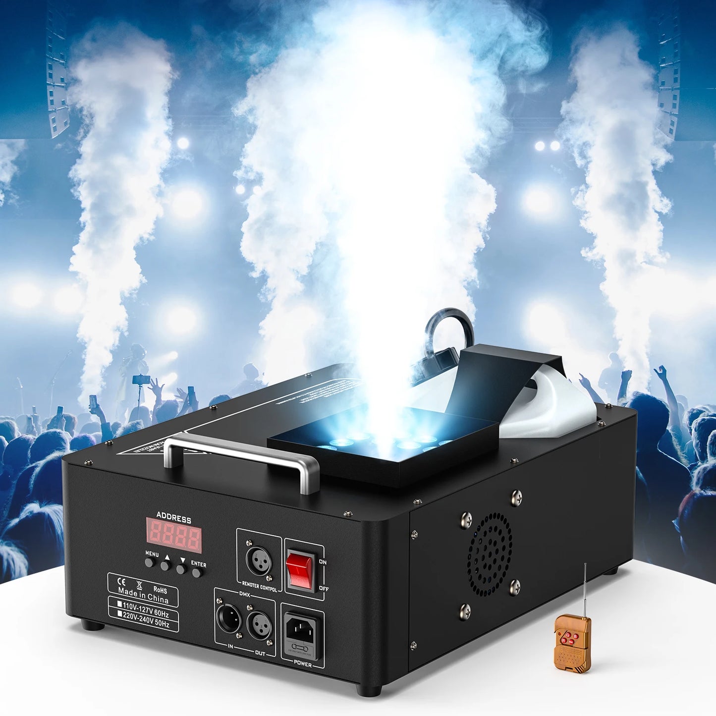 Rookmachine – Mistmachine – Fogmachine – Rookgenerator – Stage Fogger – 1500W Krachtige Output – 24 RGB LED Verlichting - QUORE