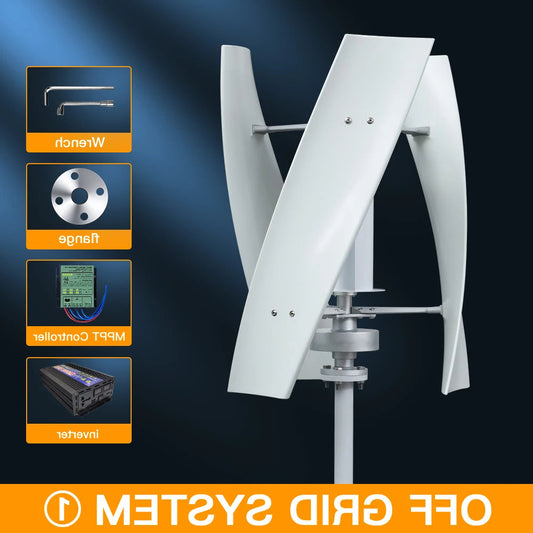 Verticale Windturbine – Horizontale Windmolen – Mini Windgenerator – Windkracht Turbine – 2000W Vermogen – 48V - Off-grid systeem 1 - QUORE