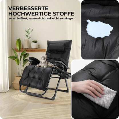 Zero Gravity Ligstoel – Relaxstoel – Tuinstoel – Campingstoel – Buitenzitje – Verstelbare Rugleuning – Waterafstotend Kussen - Grijs - QUORE
