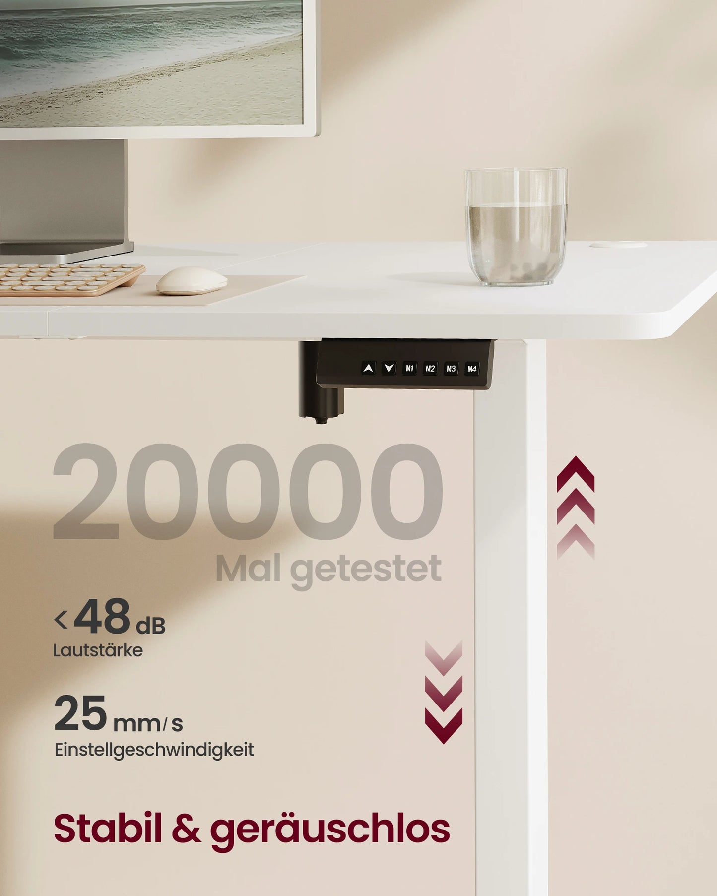Elektrisch Verstelbaar Bureau – Zit-Sta Bureau – Bureautafel – Laptoptafel – Hoogte Verstelbaar – Geheugenfunctie – Stil Motor - Wit