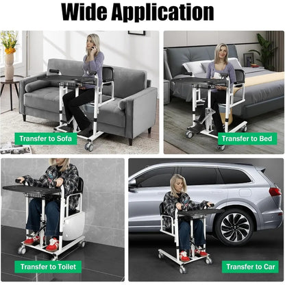 Transportrolstoel - Rolstoel - Rollator - Patiëntenlift & Verzorgingsstoel - Hydraulische - Douchestoel - 4-in-1 Douche – Verstelbare Hoogte & Transferhulp – Zwart