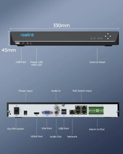 36-Kanaals Beveiligingssysteem – Camerabeveiliging – NVR Recorder – IP Camera Systeem – CCTV Bewaking – 12MP Resolutie – 48TB Opslagcapaciteit