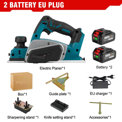 Schaafmachine - Elektrische Schaaf - Parallelgeleider - Opvangzak - Draadloze Elektrische Houtfrees - 30000RPM – Brushless Trimmer - Houtbewerkingsgereedschap - met 2 Accu’s + EU Stekker