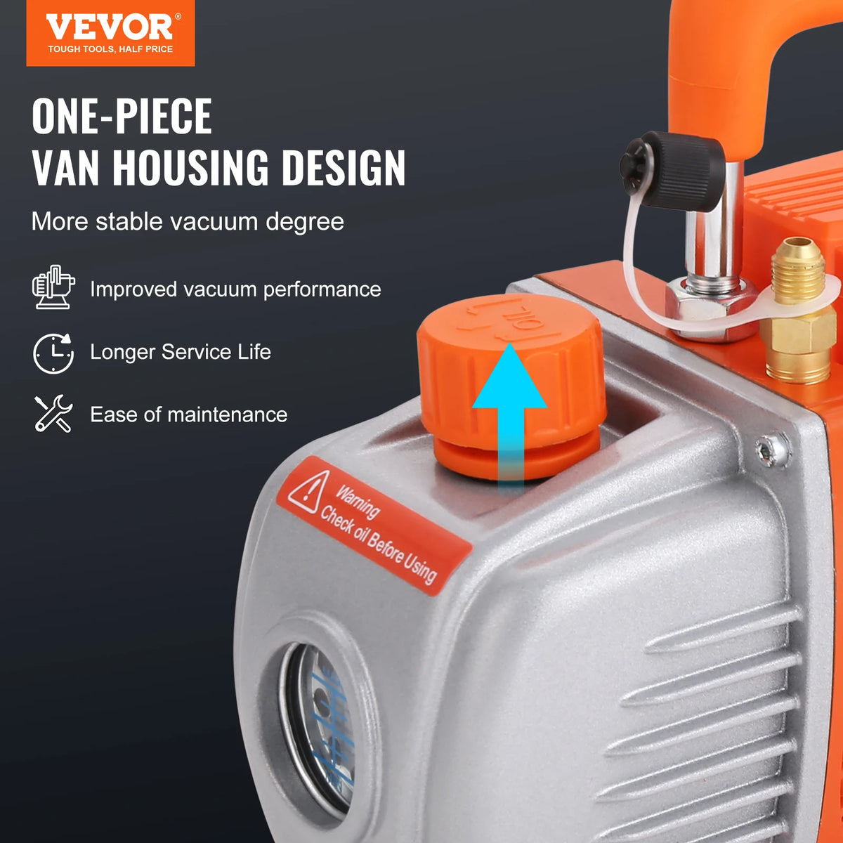 Vevor - Vacuümpomp - Koelmiddel Vacuümpomp - Gereedschap voor koeling - Vacuümpomp enkeltraps - 5 Gallon - Vacuümkamer - Deksel van gehard glas voor het stabiliseren van houtontgassende Siliconen Epoxie - 3.5CFM - Oranje