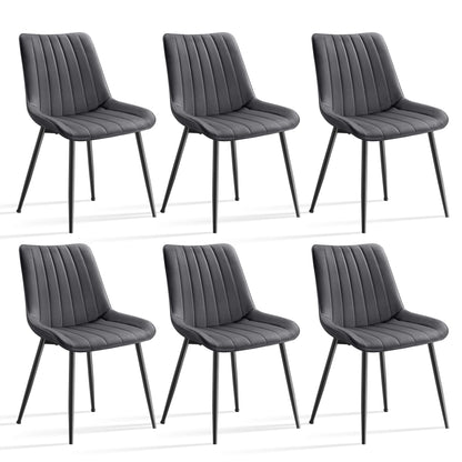 Eetkamerstoelen –  Set van 6 - Gestoffeerde Stoelen – Stoelen Set – Comfortabele Stoelen – Met Zachte Schuimvulling – Verstelbare Voeten - Grijs - QUORE