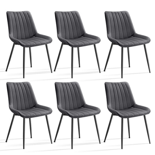 Eetkamerstoelen –  Set van 6 - Gestoffeerde Stoelen – Stoelen Set – Comfortabele Stoelen – Met Zachte Schuimvulling – Verstelbare Voeten - Grijs - QUORE