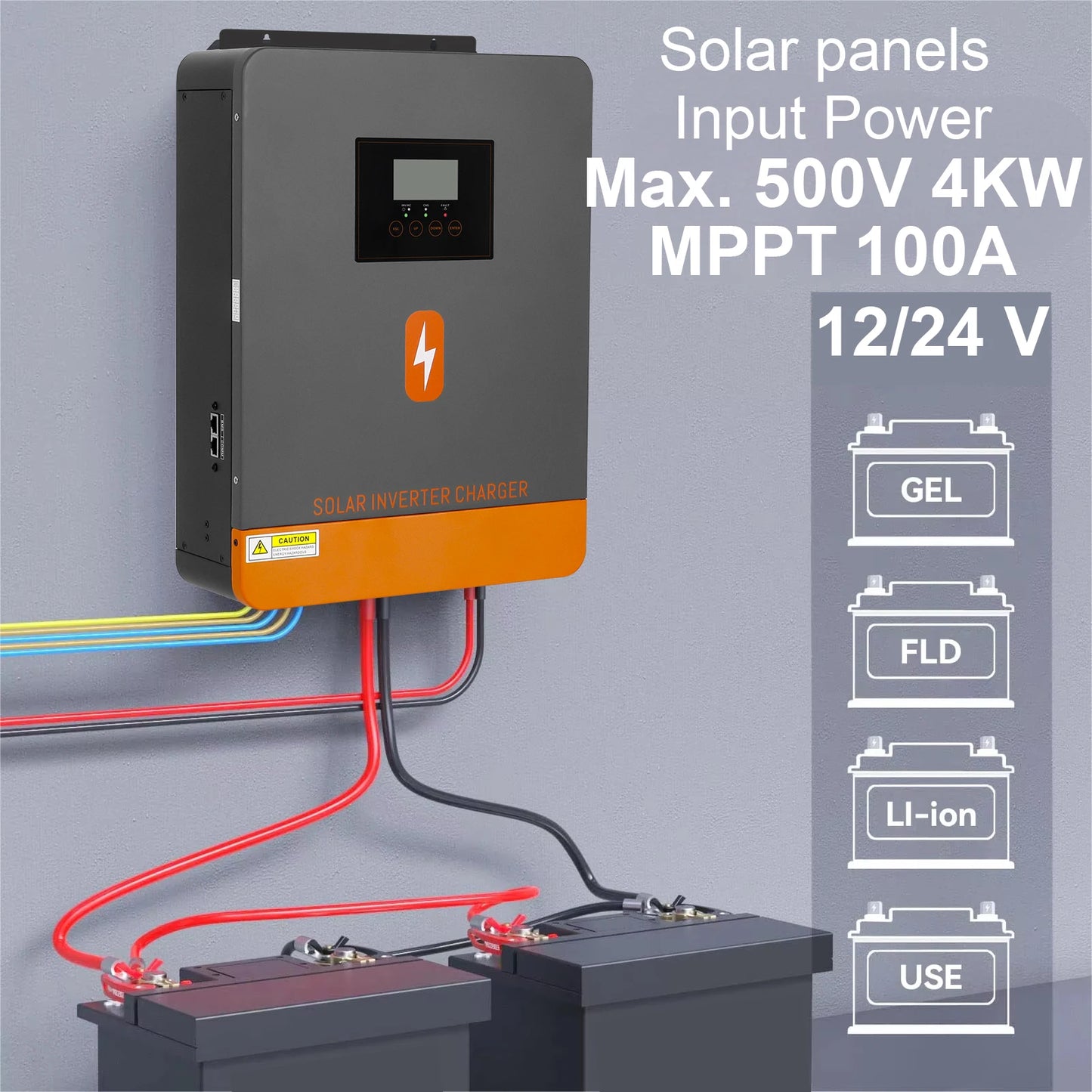 Hybride Solar Omvormer – Zonne-omvormer – MPPT Omvormer – Off-Grid Omvormer – 12V/24V Omvormer WiFi – Max 4,2kW Output – Pure Sinusgolf Stroom