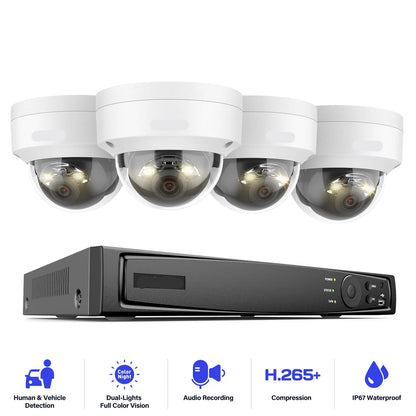 Beveiligingscamera Set – Surveillance Camera – CCTV Camera – IP Camera – Bewakingscamera – 12MP Dual Light – 1TB HDD – PoE NVR – Weerbestendig IP67 – Bewegingsmelder met Mens- en Voertuigdetectie