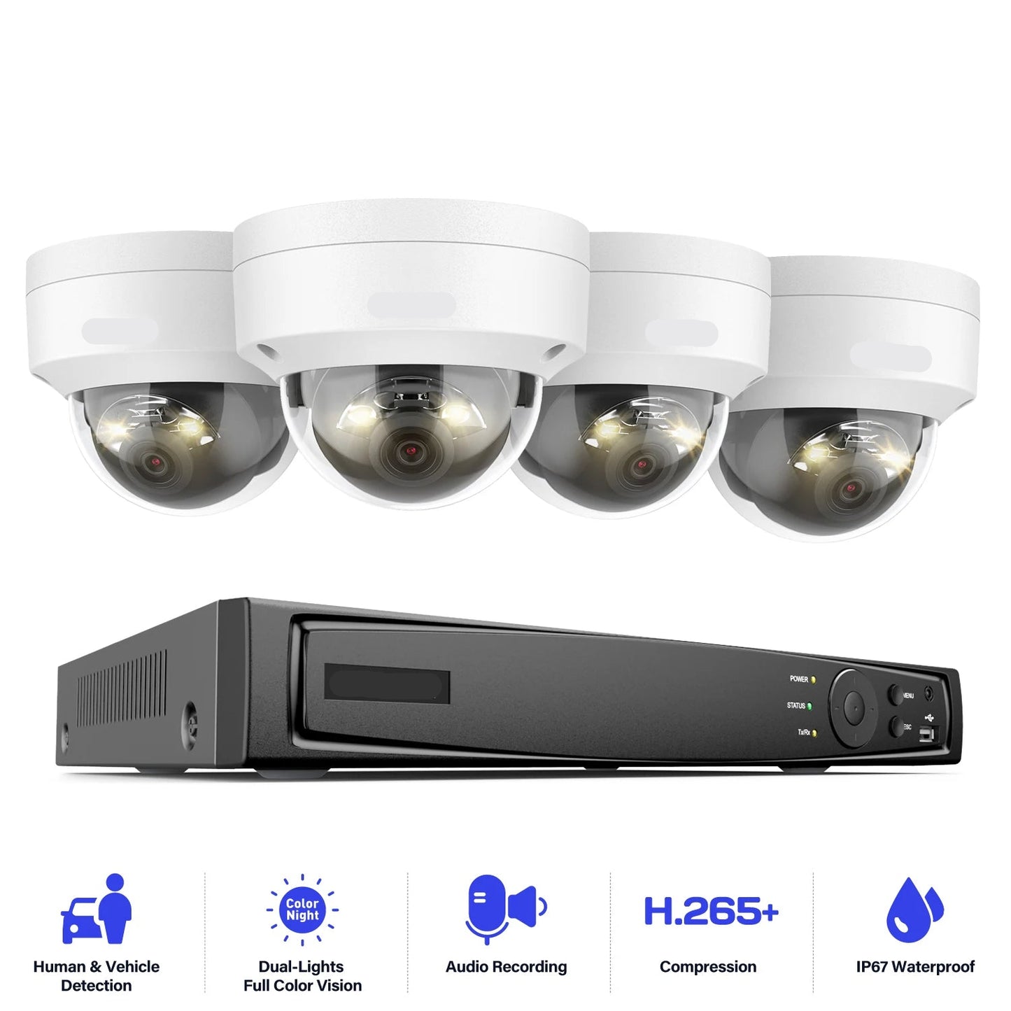 Beveiligingscamera Systeem – CCTV Camera – Videobewaking – Bewakingscamera – Beveiligingsset – 12MP Ultra Scherp – Dual Light Nachtzicht