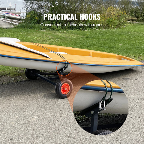 Vevor - Hand Trailer Boat - Boat Trailer Dolly - Dolly - Carbon Steel - with 96''-116'' Adjustable Length - 16'' Pneumatic Tires &amp; Anti-Slip Support Bracket