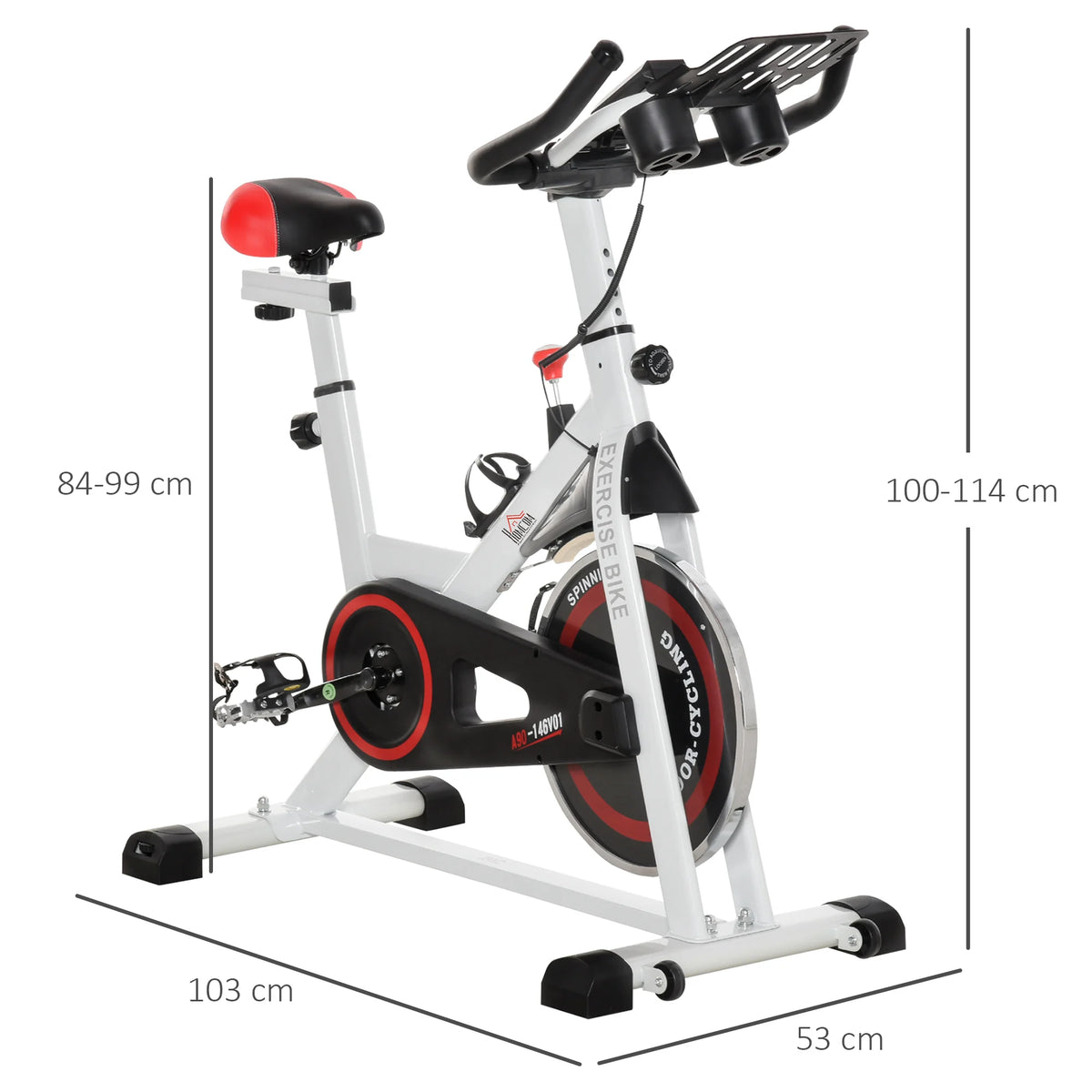 Indoorfietsen - Hometrainers - Spinningfiets - Fitness Fiets - Indoor Cycle - Indoorfiets - Hometrainer - Indoor Bike - Statische fiets - met verstelbare weerstand - LCD-scherm - Wit - Staal en ABS - QUORE