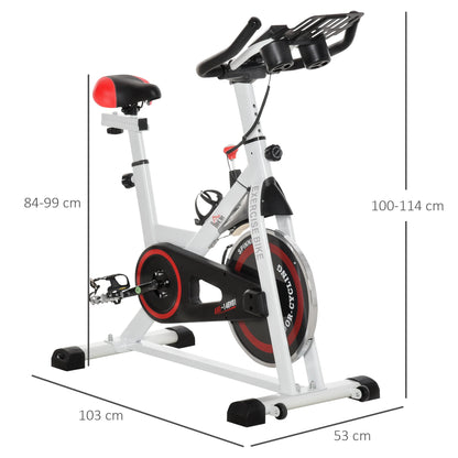 Indoorfietsen - Hometrainers - Spinningfiets - Fitness Fiets - Indoor Cycle - Indoorfiets - Hometrainer - Indoor Bike - Statische fiets - met verstelbare weerstand - LCD-scherm - Wit - Staal en ABS - QUORE