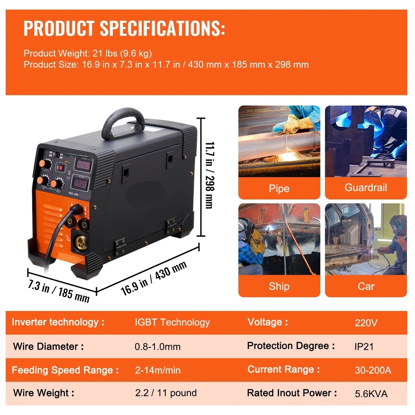 Elektrode Lasmachine - Lasmachine - Lasapparaat - Digitaal Inverterlassen - Draagbare MIG-lasser - 160 Amp - 220V TIG - Lift - Arc Welder - MMA Stick - IGBT DC Inverter - IP21S - Zwart