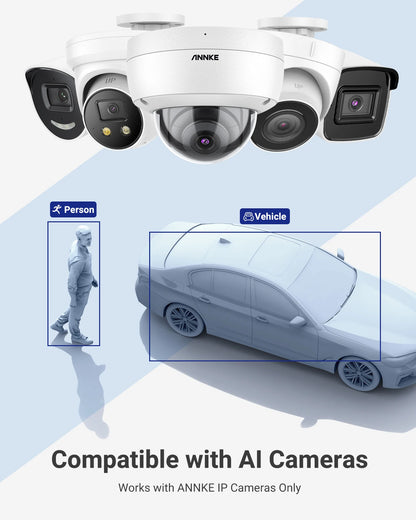 ANNKE 3K 8CH PoE Security System 4/8PCS Bullet Cameras Color IR Night Vision Human Vehicle Detection Built-in Mic IP67 IP Camera