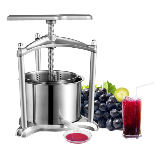 Manual Juicer - Kitchen Citrus Juicer - Manual Fruit Juicer - 6L - Orange and Grape Juicer - Automatic Pulp Ejection - Silver