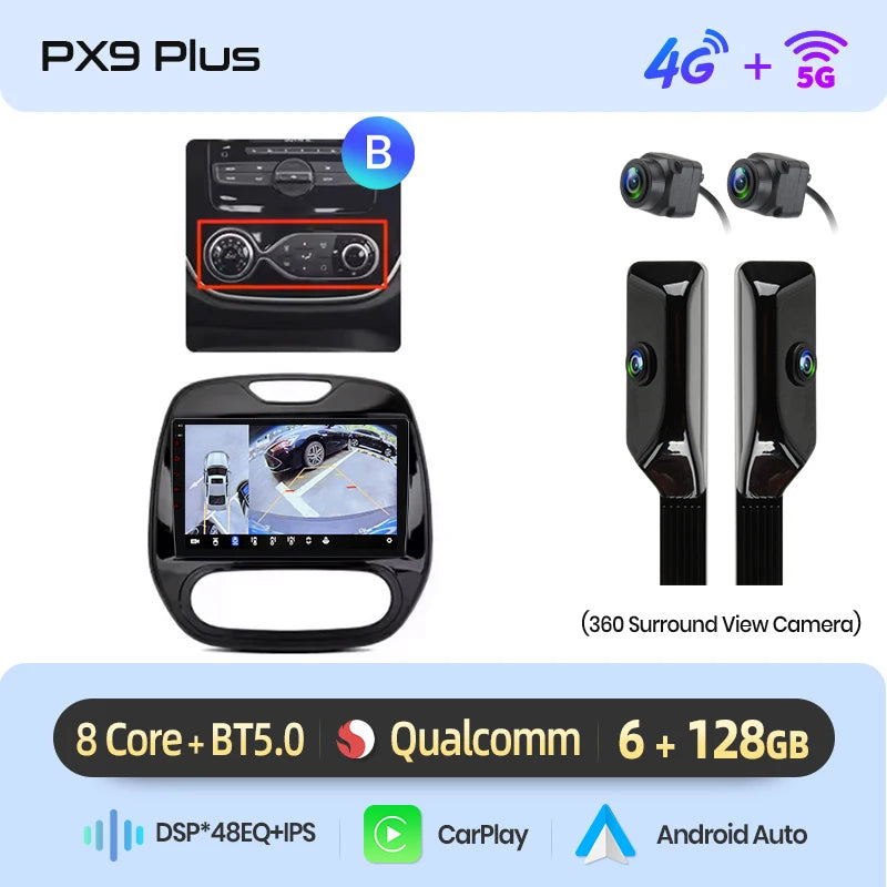 Android Multimediasysteem Renault Captur – Auto Radio – Navigatiesysteem – Infotainmentsysteem – Touchscreen Dashboard – 9 Inch HD IPS – Draadloos CarPlay & Android Auto